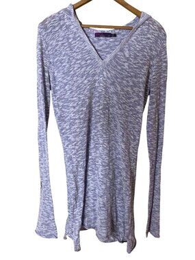 Prana XS Hooded Tunic Sweater Marled Purple White Thin Knit Boho Festival